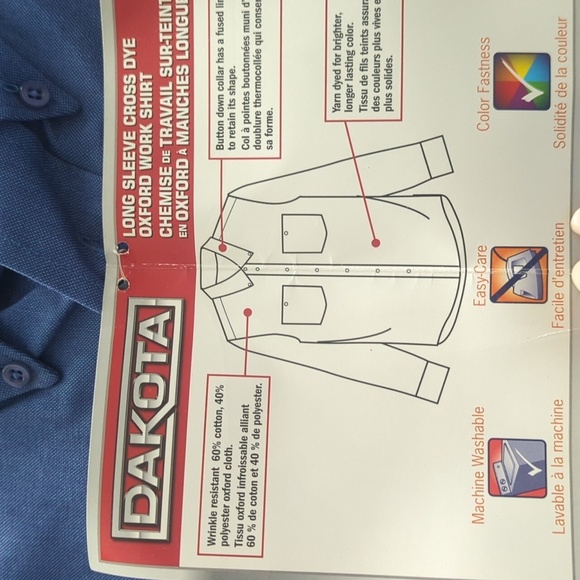 Men's Dakota Oxford MmLong Sleeve Blue Shirt - 2XL NWT - Picture 7 of 7